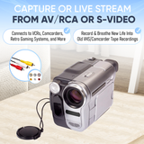 Video2USB (Lite Edition) Audio Video Capture & Live Streaming Device | Input AV, RCA, S-Video (VCR, VHS, Camcorder, Video8, Hi8, DVD, Gaming Systems) | USB-C Plug & Play