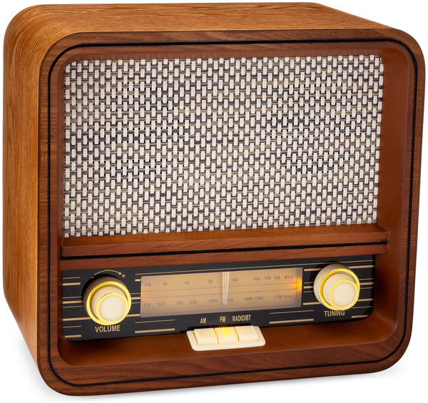 Classic Vintage Retro Style AM/FM Radio with Bluetooth (Model VR46