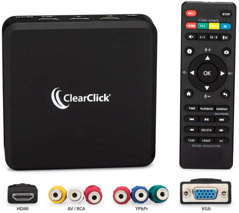  ClearClick Convertidor y grabadora AV a HD 2.0 (segunda  generación) - Adaptador AV RCA a HDMI para convertir y grabar video - para  VCR, VHS, DVD, videocámara, Hi8, juegos a TV : Electrónica
