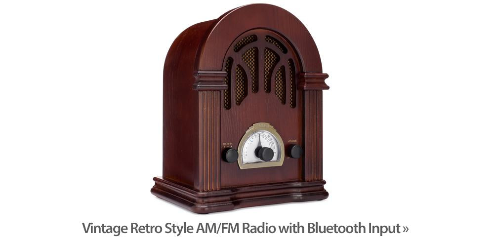 ClearClick Classic Vintage Retro Style AM FM Radio with Bluetooth